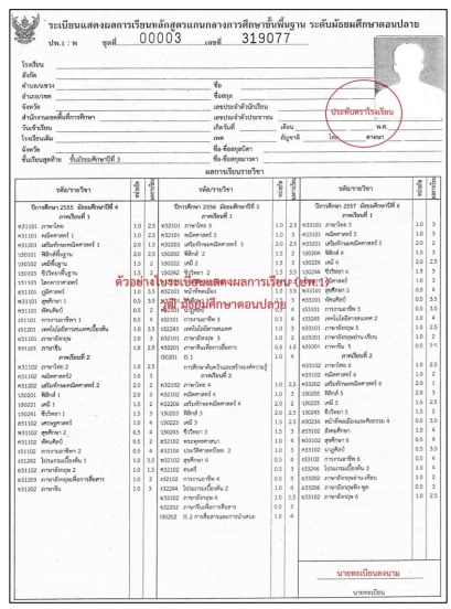 ตัวอย่างวุฒิการศึกษา